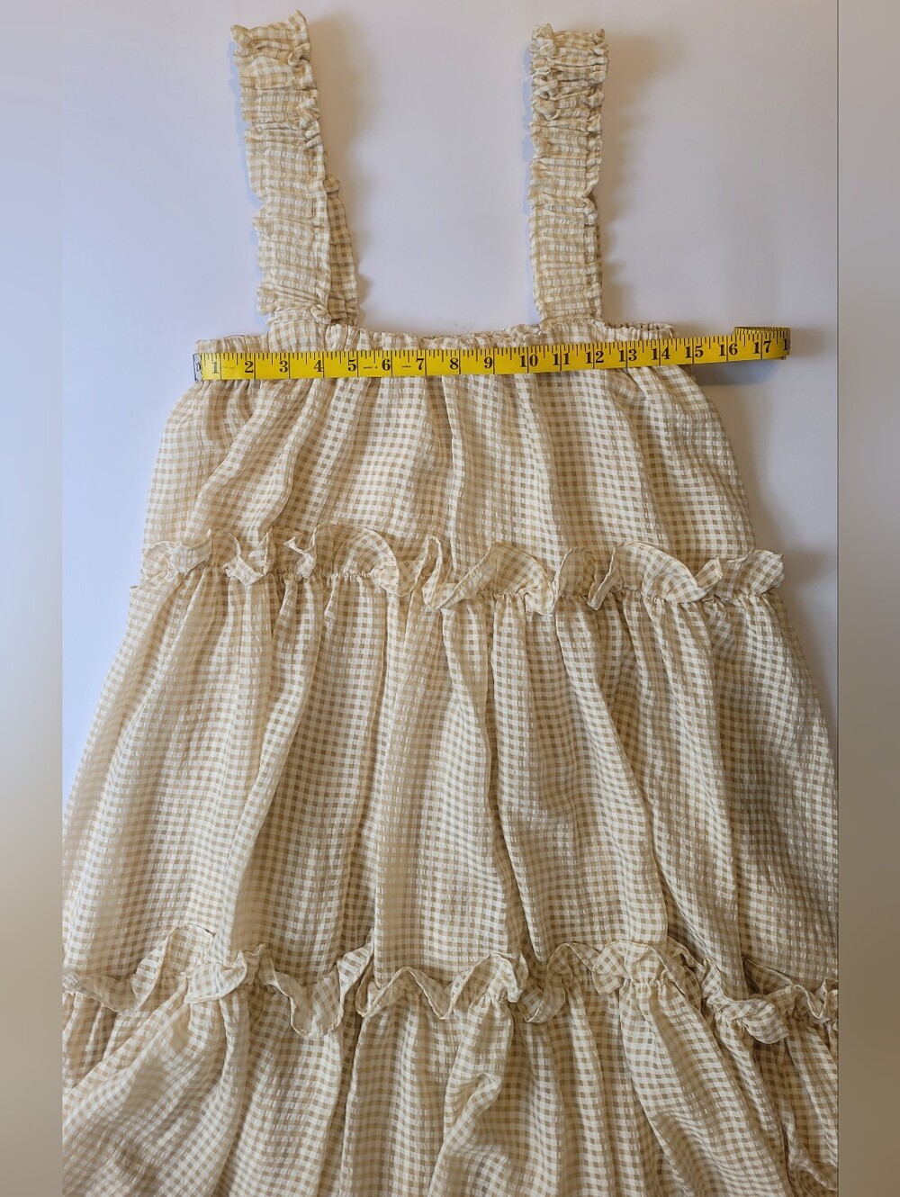 Mable Yellow Gingham Tiered Ruffle Midi Dress Medium/Large Excellent Condition - Picture 6 of 9